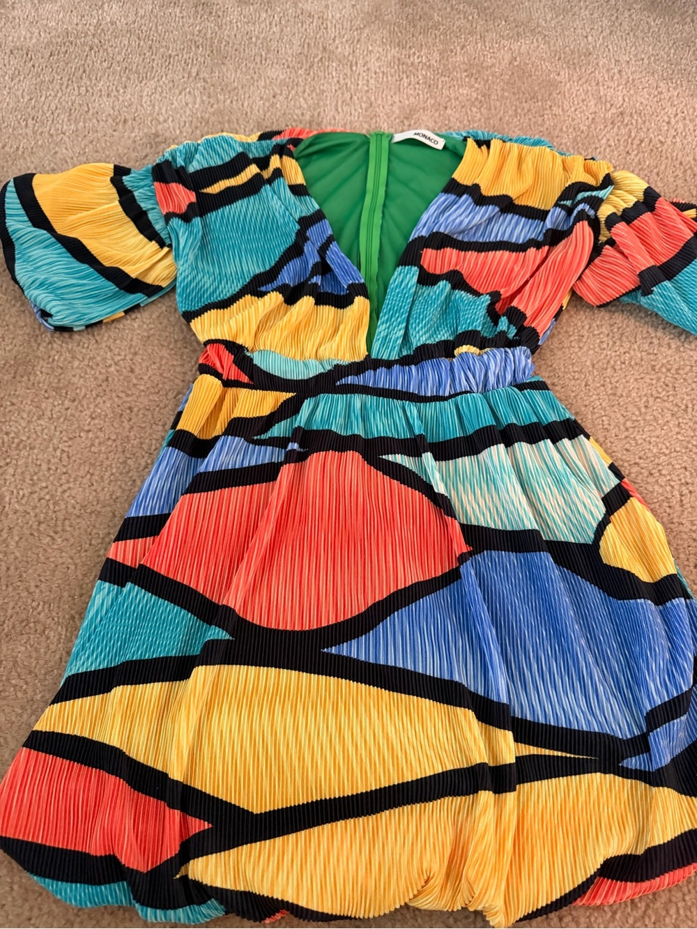 Monaco Multicolor Pleated Summer Dress